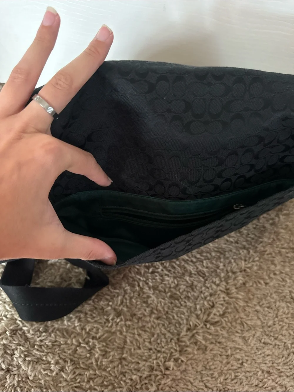 Coach Black Signature Messenger Bag with Adjustable Strap